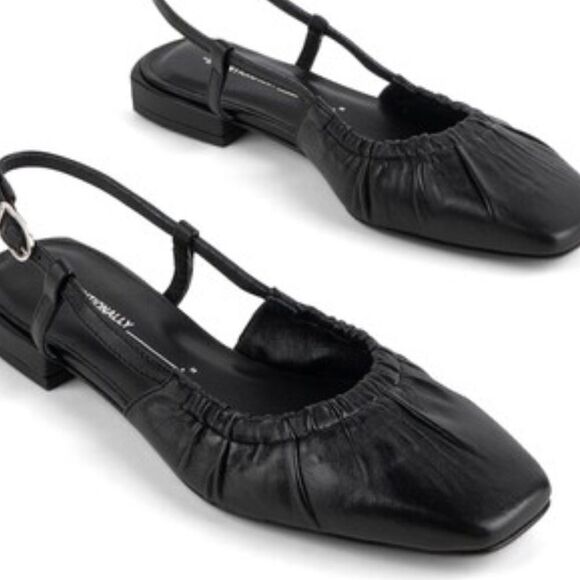 Intentionally Blank Daff Black Leather Slingback Flats| size  7.5 / 38 - Picture 4 of 13